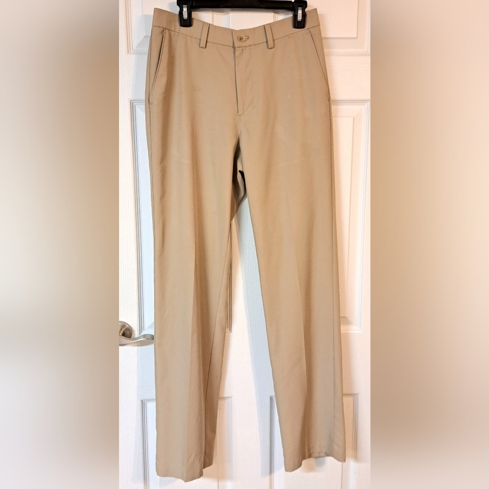 Haggar Men's Tan Straight Dress Pants